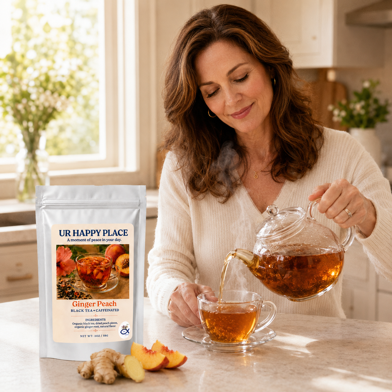 Ginger Peach Black Tea – Organic Loose Leaf Tea with Peach & Ginger