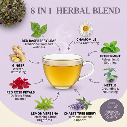 Hormone Balance Tea for Women – PMS Relief, Bloating Support, Calm Mood Herbal Tea (Caffeine-Free)