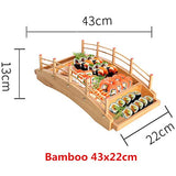 Wooden Cuisine Sushi Bridge Boats Pine Creative Sushi Sashimi Plate Platter Sushi Tableware Decoration Ornament Bamboo-A