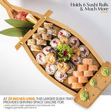 Gennua Kitchen Bamboo Sushi Boat | Large 20 Inch Serving Tray for Sushi, Sashimi, Appetizers & More | All Natural Bamboo Serving Tray for Home & Restaurant Use | 100% Food Safe & Eco Friendly