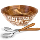 Acacia Wood Salad Bowl Set with Utensils - 12-inch- 3Colors
